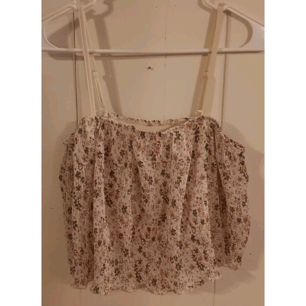 Romantic Cottage Boho Flirty Floral Crop Top Womens Size US 6